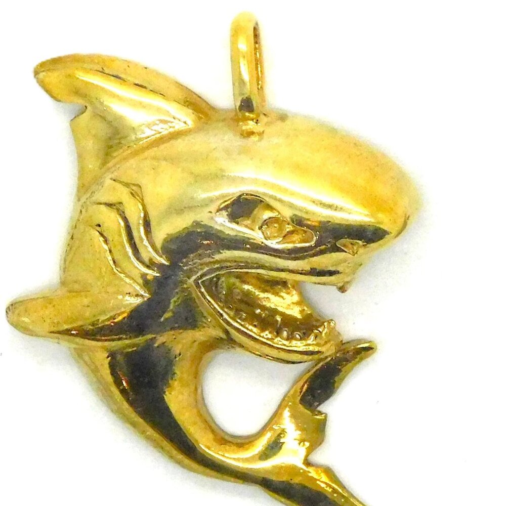 14K X-Large Shark Yellow Gold Pendant Charm
